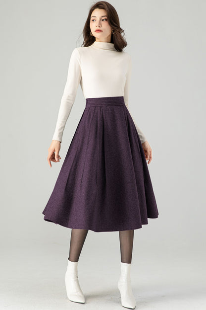 Midi Purple Wool Skirt C4520