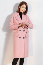 Load image into Gallery viewer, Double breasted pink winter wool coat C1746
