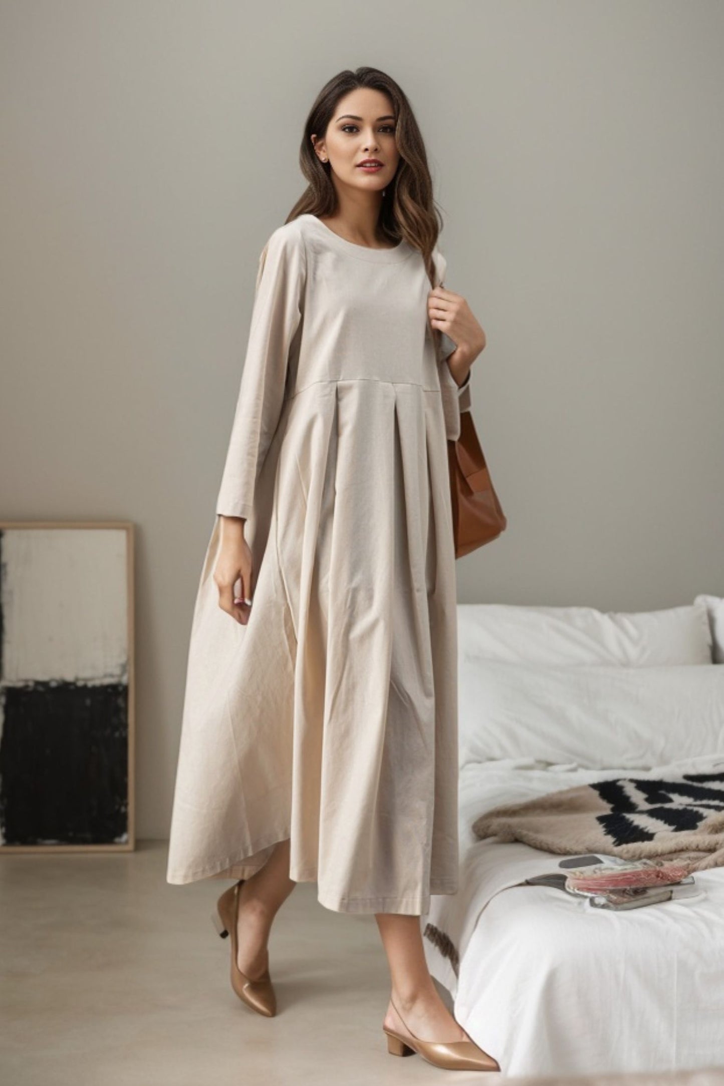 Women's Spring Casual Linen Dress C4545