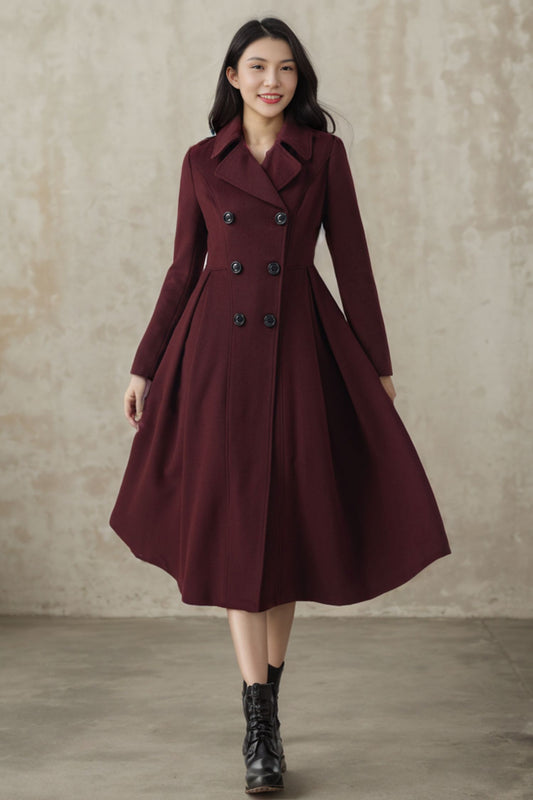 Wool Princess Double Breasted Wool Coat C3571