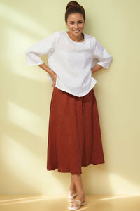 Women's Casual White Linen Tops C4067