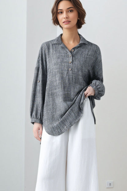 Spring Summer Linen Tops C5326