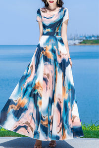 summer new chiffon printing dress C4019