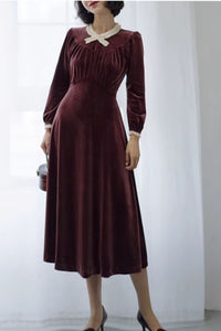 Vintage inspired prom velvet dress C4609