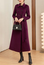Load image into Gallery viewer, Purple winter double-breasted long coat C4146
