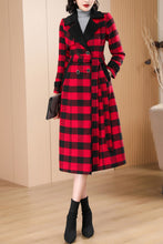 Load image into Gallery viewer, Women&#39;s Autumn and winter red plaid wool coat C4210
