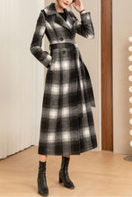 Load image into Gallery viewer, Black White Plaid winter wool coat C4204
