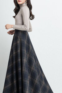 Winter Plaid Wool Skirt C4276