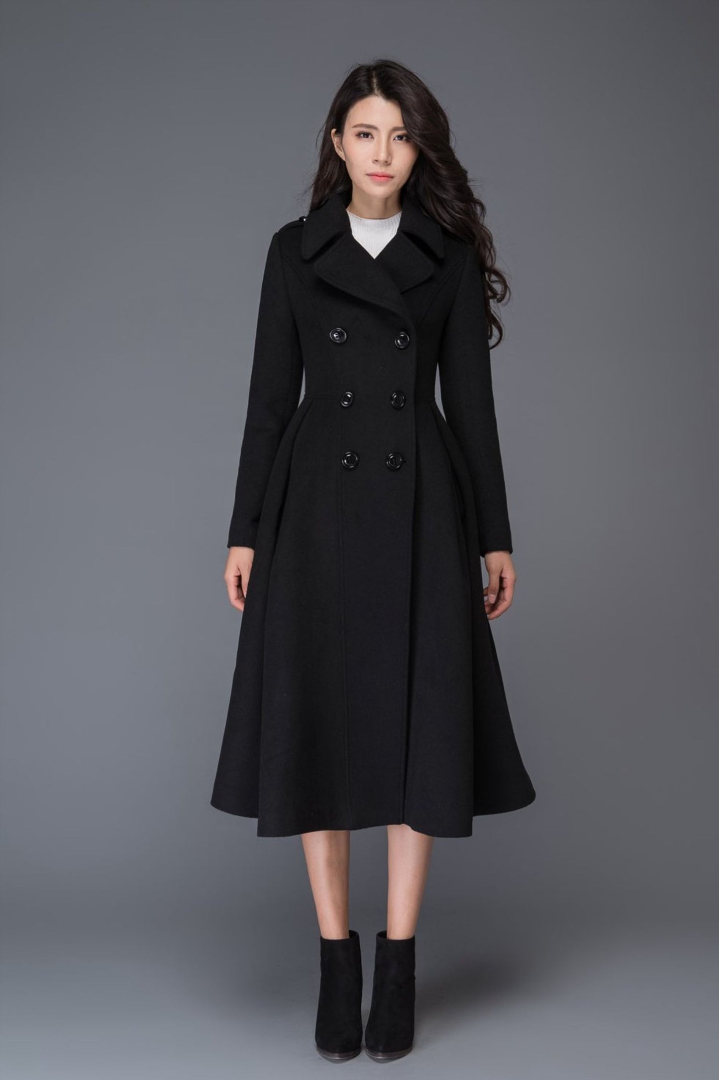 Double Breasted Maxi Wool Coat C1019