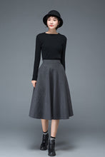 Load image into Gallery viewer, 50S A line midi wool skirt for women C1193
