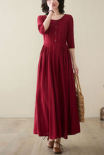 Load image into Gallery viewer, Women&#39;s Summer Swing Linen Dress C3951
