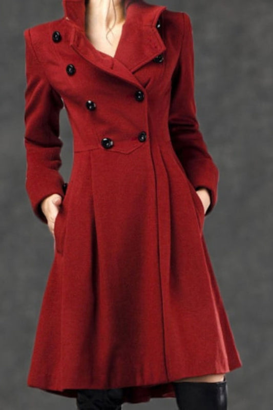 Winter Asymmetrical Military Wool Coat C2592