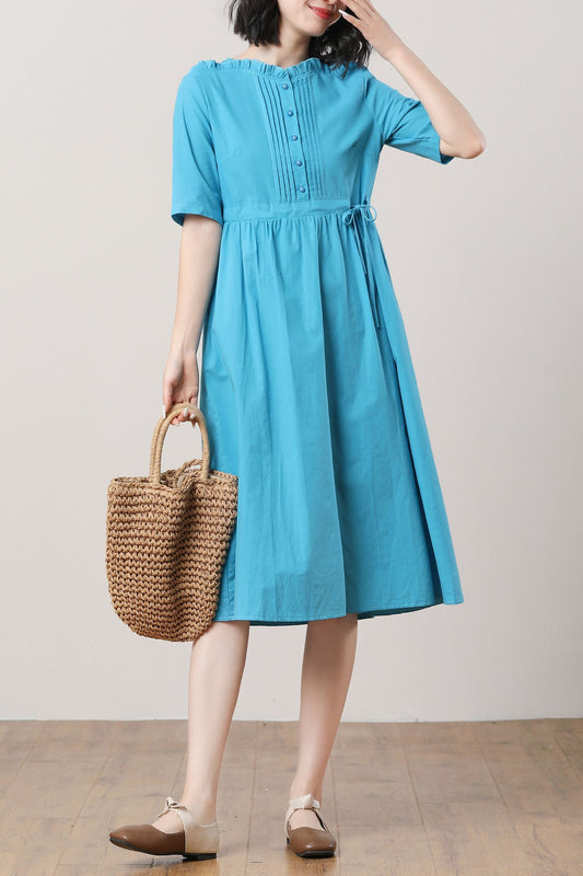 Women's Blue Linen Dress C3288