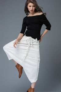 harem White linen hippie pants C822