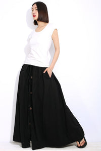 Button down Linen Maxi Skirt C336