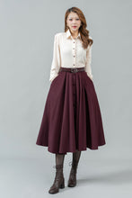 Load image into Gallery viewer, Womens burgundy winter wool skirt C4448
