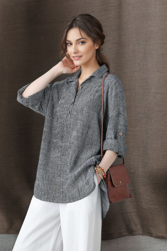 Spring Summer Linen Tops C4851