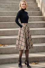 Load image into Gallery viewer, 1950s Inspired Midi Wool Plaid Skirt C4356
