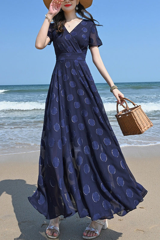 Summer New Polka Dot Printed Dress C4116