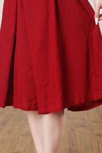 Load image into Gallery viewer, Red Sleeveless Midi Linen Dress C3262
