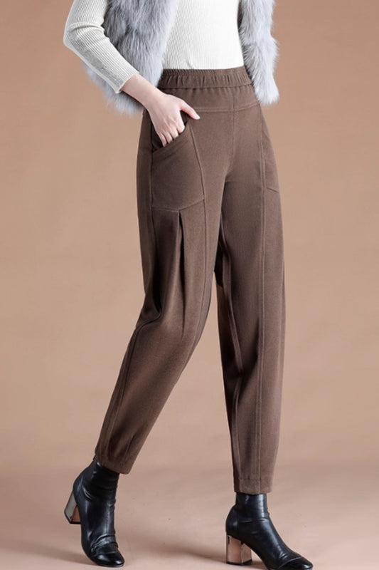 Loose fitting winter wool pants C5214