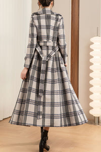 Plaid winter wool coat C4203