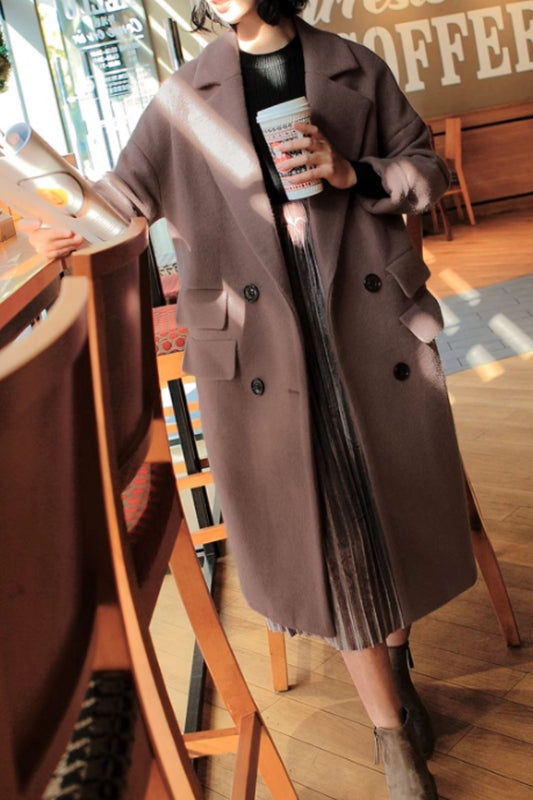 Winter warm long trench wool coat C5161