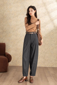 Womens harem long wool pants C4465