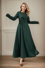 Load image into Gallery viewer, Green maxi winter wool dress women C4443
