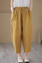 Load image into Gallery viewer, Loose fitting wide leg linen pants women C4440
