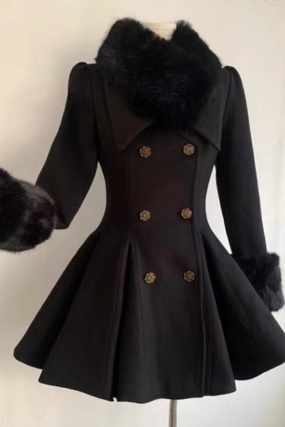 Short double breasted winter wool coat C5171