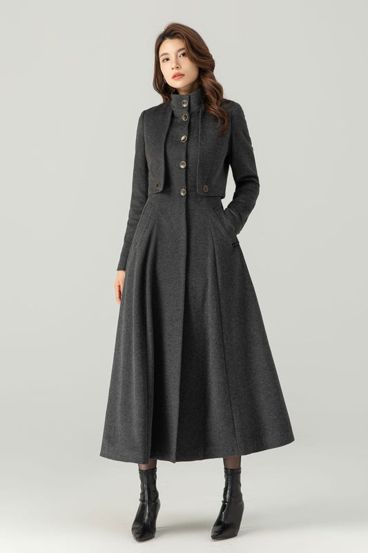 Winter Grey Wool Coat C3705