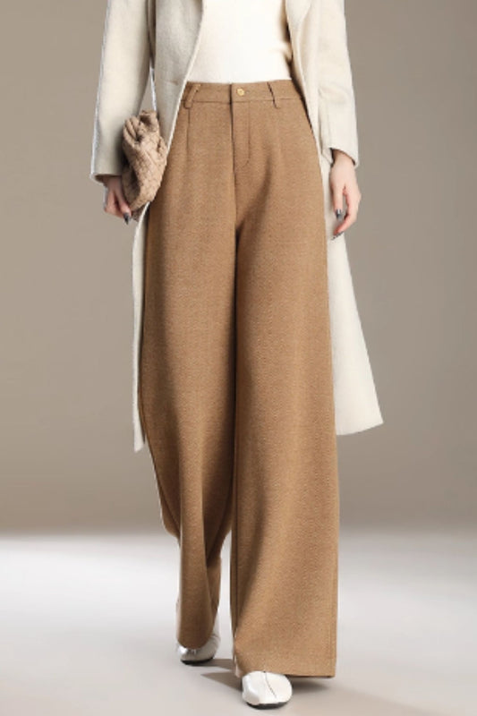 Wide leg long wool pants women C5213