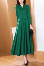 Load image into Gallery viewer, Green Two Piece long sleeved Dress C4188
