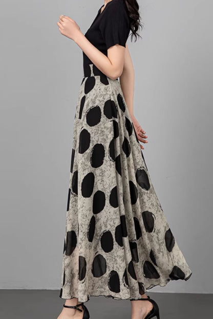 Summer polka dot prom chiffon skirt women C4917