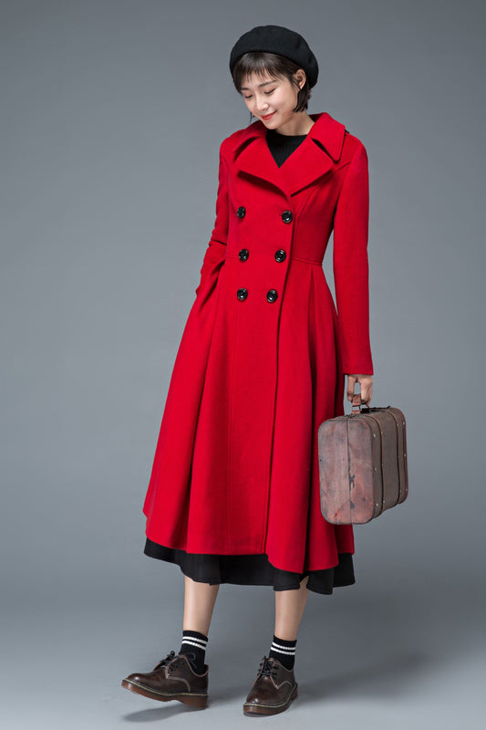 Fit and flare princess winter wool coat C1199