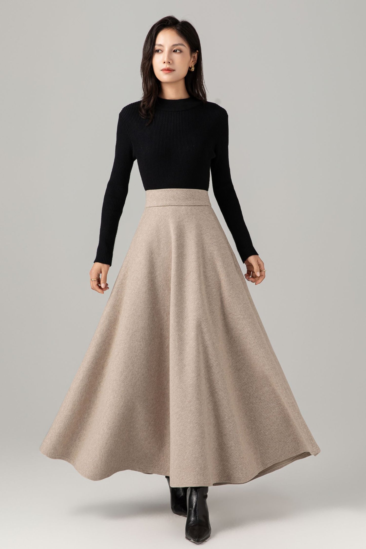 Maxi elegant winter wool skirt women C5274