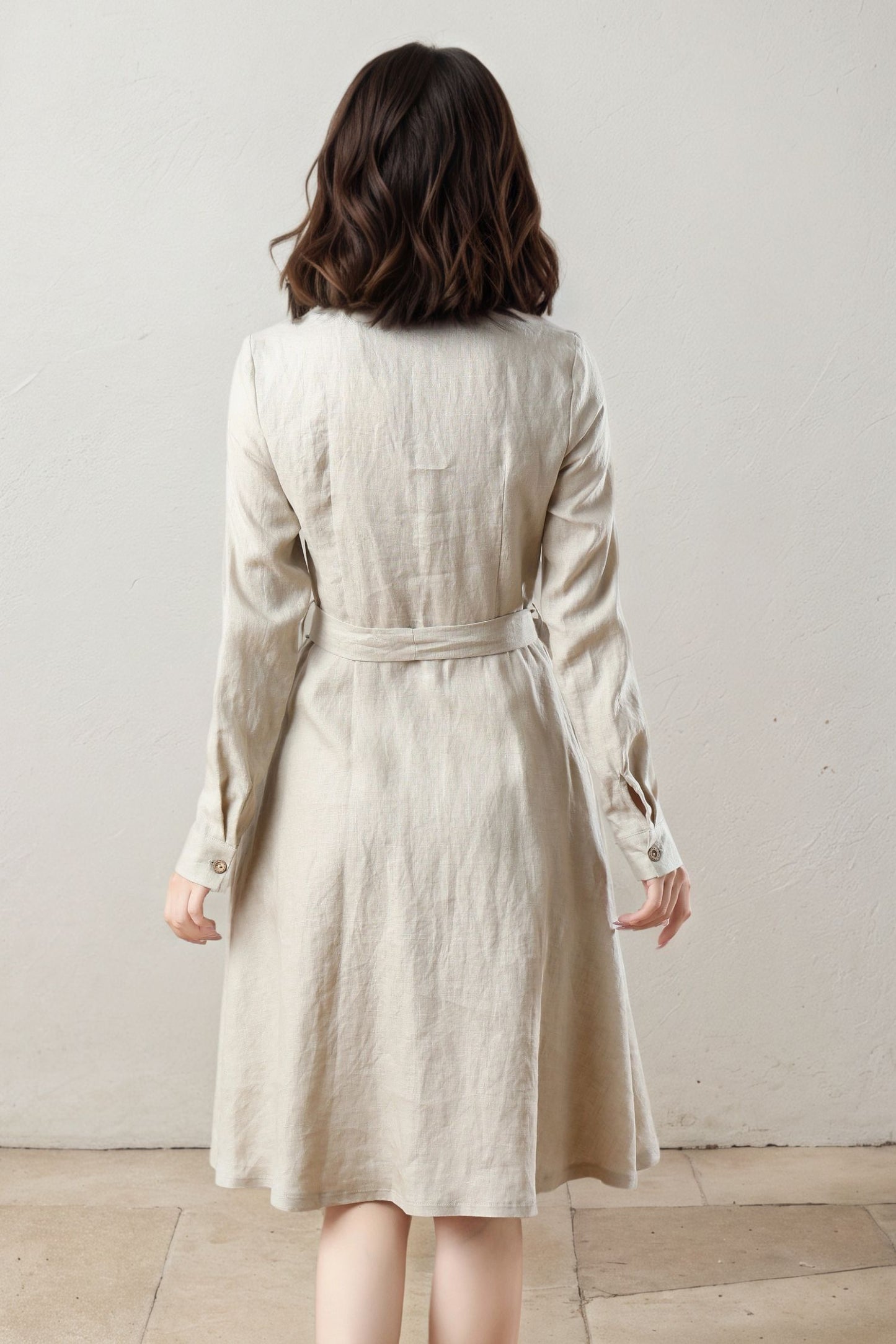 Spring Summer Linen Shirt Dress C5399