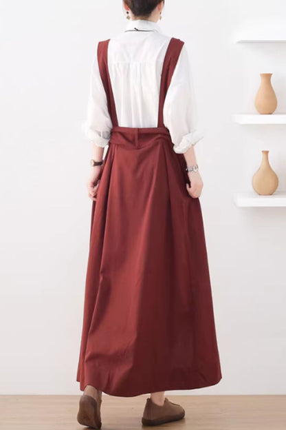 High waist irregular linen skirt women C5426