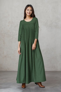 Winter green wool dress C4459