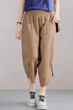 Load image into Gallery viewer, Elastic waist loose fitting linen pants C4438
