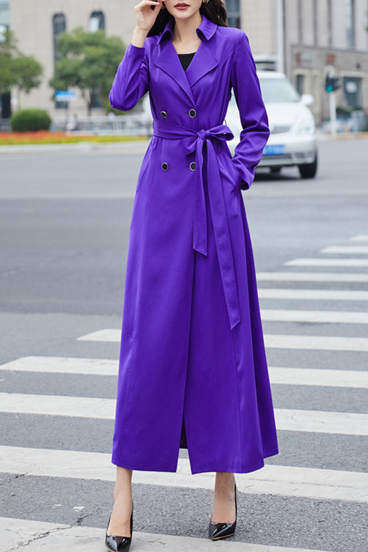 Purple women spring and autumn trench coat C4199