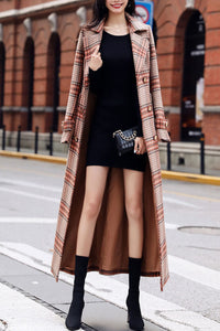 Women's Autumn and winter plaid wool coat C4255