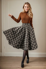 Load image into Gallery viewer, Plaid winter skater wool skirt women C4451
