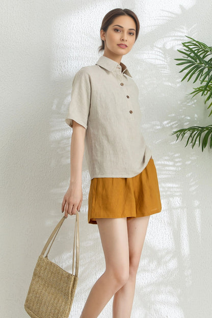 Women's Summer short sleeve linen Shirt C5314