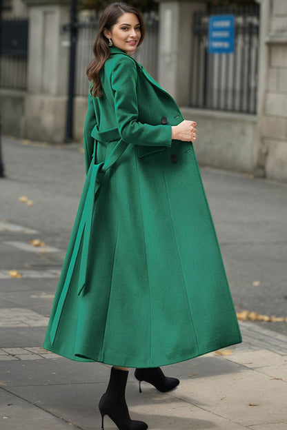 Emerald Green Long Wool Coat C4952
