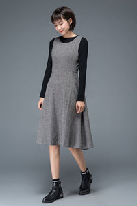 Sleeveless fit and flare winter wool dress C1191