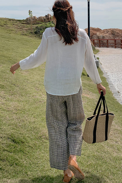 women's loose cotton wide leg pants TT0004