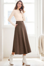 Load image into Gallery viewer, A-Line Midi Long Wool Skirt C4260
