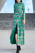 Load image into Gallery viewer, Women&#39;s Autumn and winter green plaid wool coat C4211
